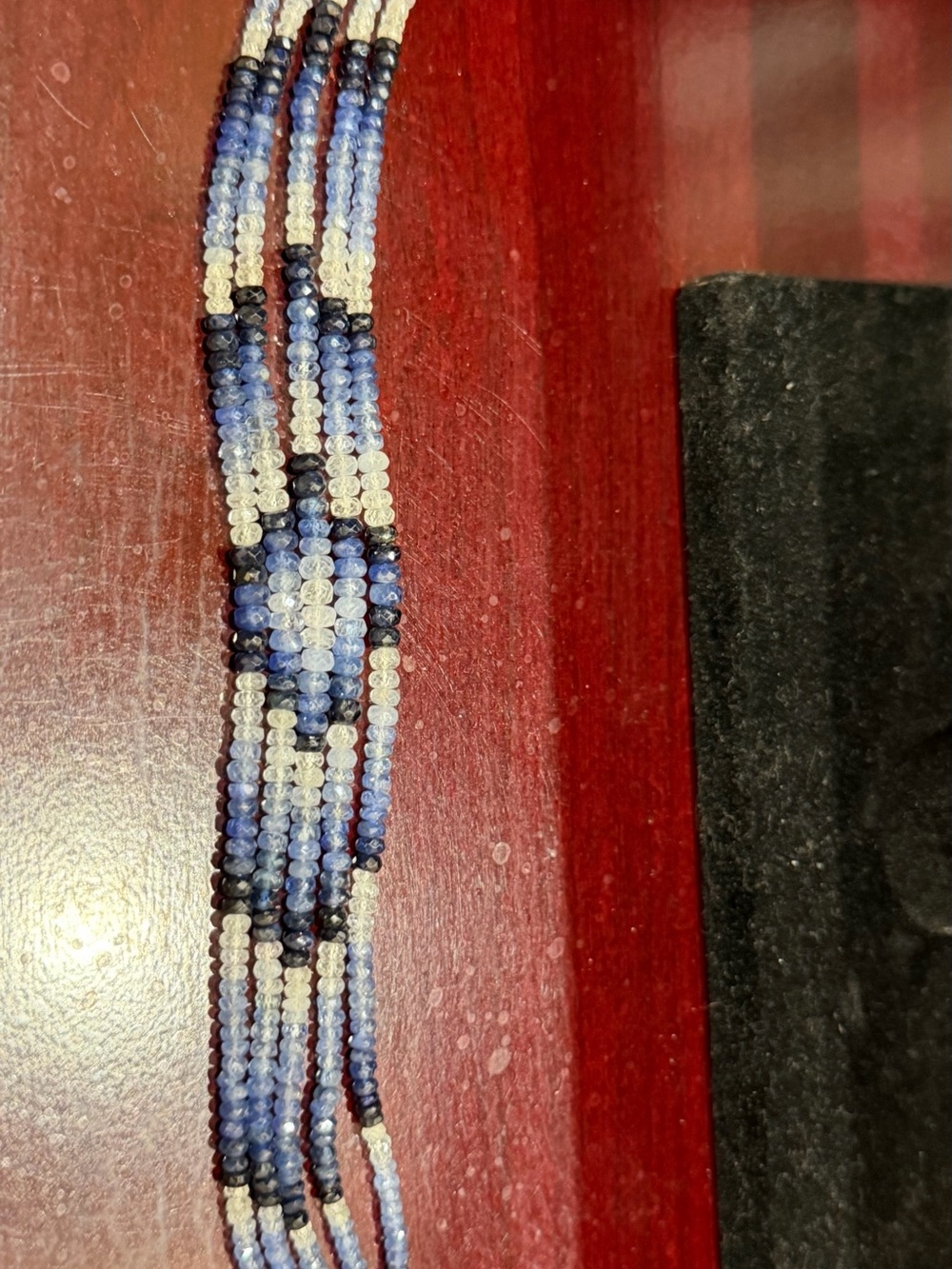 Handmade Multi-Strand Blue and White Sapphire Beaded Bracelet